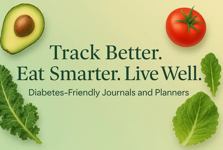Fresh avocado, tomato, and leafy greens framing the words Track Better. Eat Smarter. Live Well.